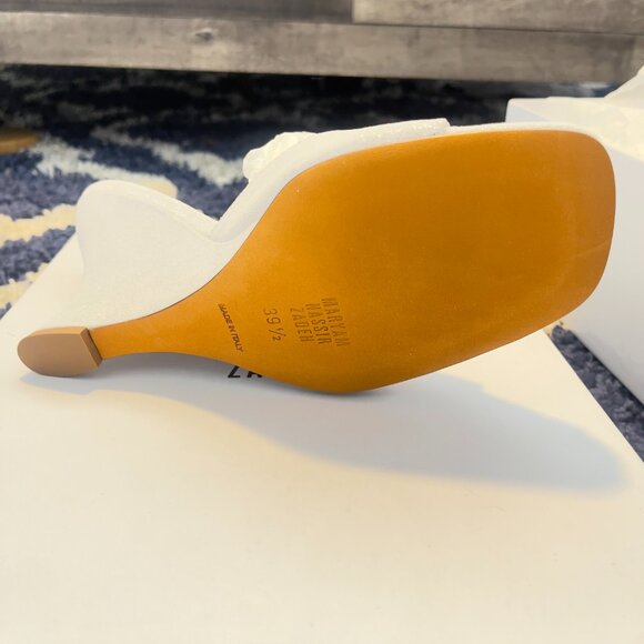 NIB Maryam Nassir Zadeh Lido Suede Wedge Slip On Sandal in Pearl Size 39.5 - Picture 6 of 11